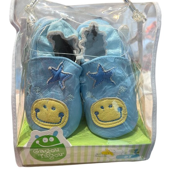 Gagou Tagou Baby Booties Slippers Size 2T Blue Happy Face Design NWT Playful - Picture 2 of 3